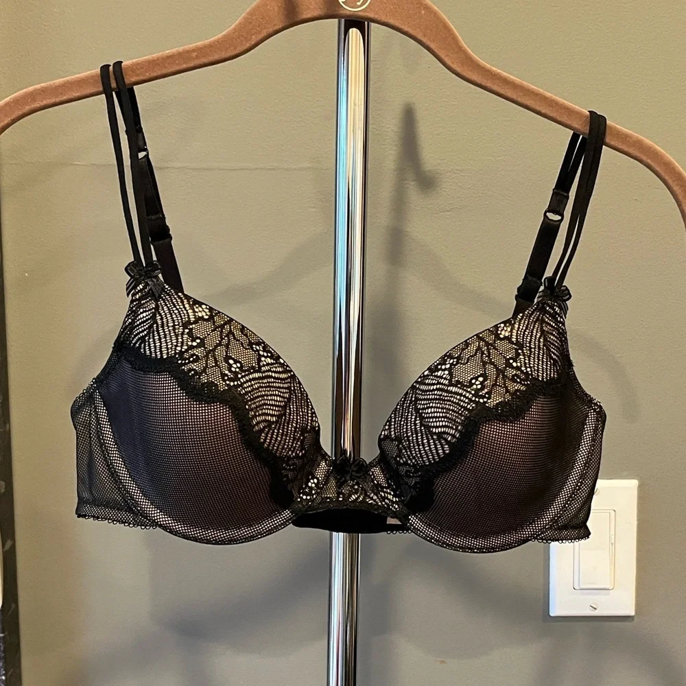 🇪🇸 🥑Wacoal b.tempt'd 34B Always Composed T-Shirt Bra Black lace